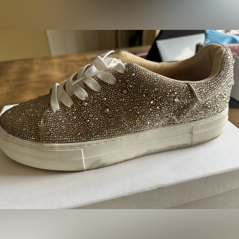 Betsey Johnson Gold Rhinestone Sneakers